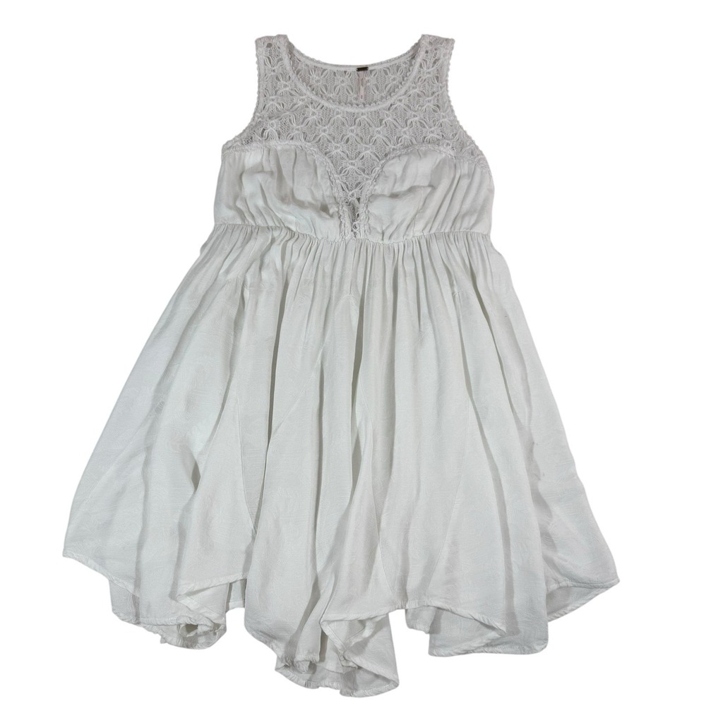 Free People Dress Womens Medium Mini Fiesta White Lace Festival Boho Cowgirlcore - Picture 5 of 11